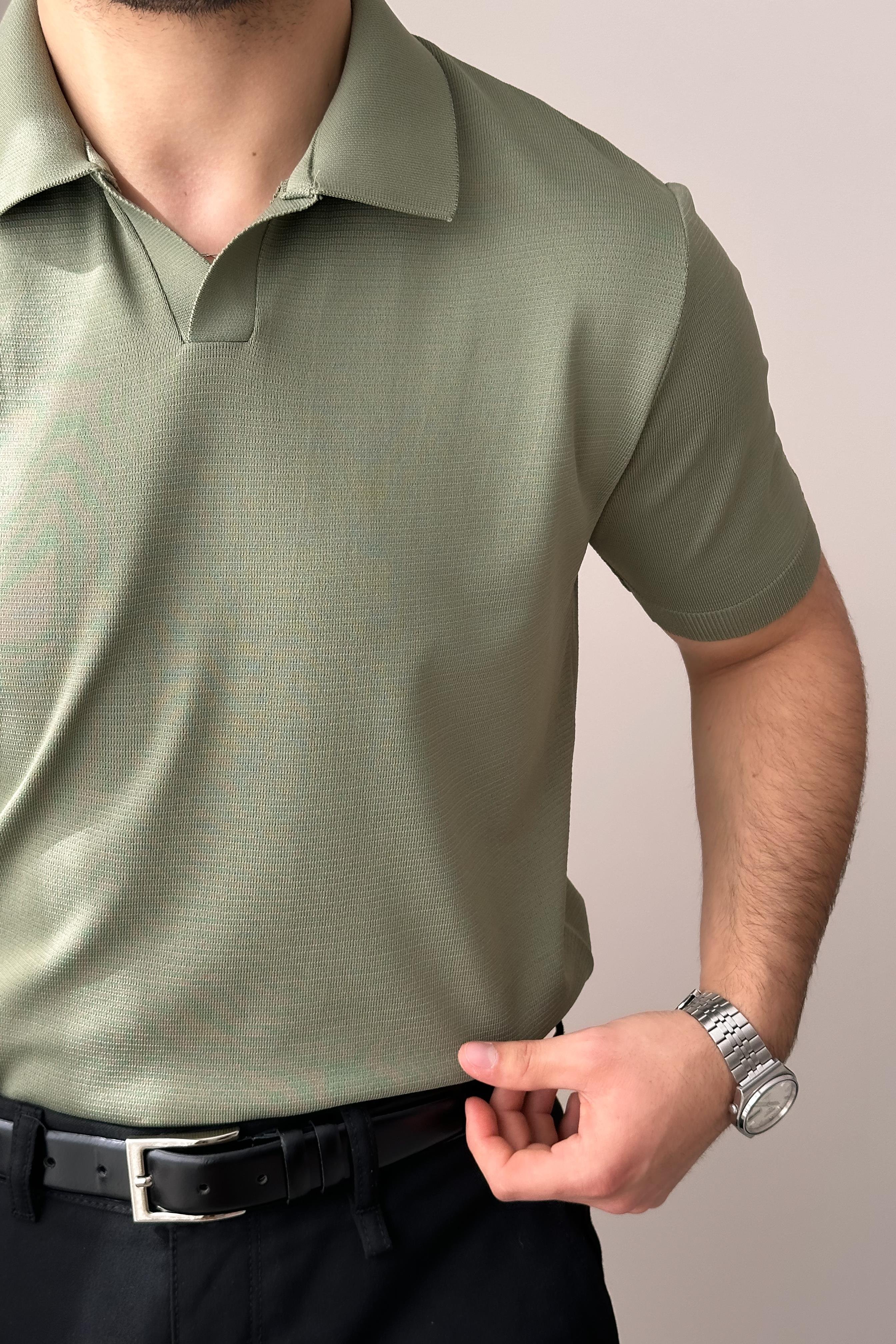Polo Yaka Kısa Kollu Triko - Yeşil