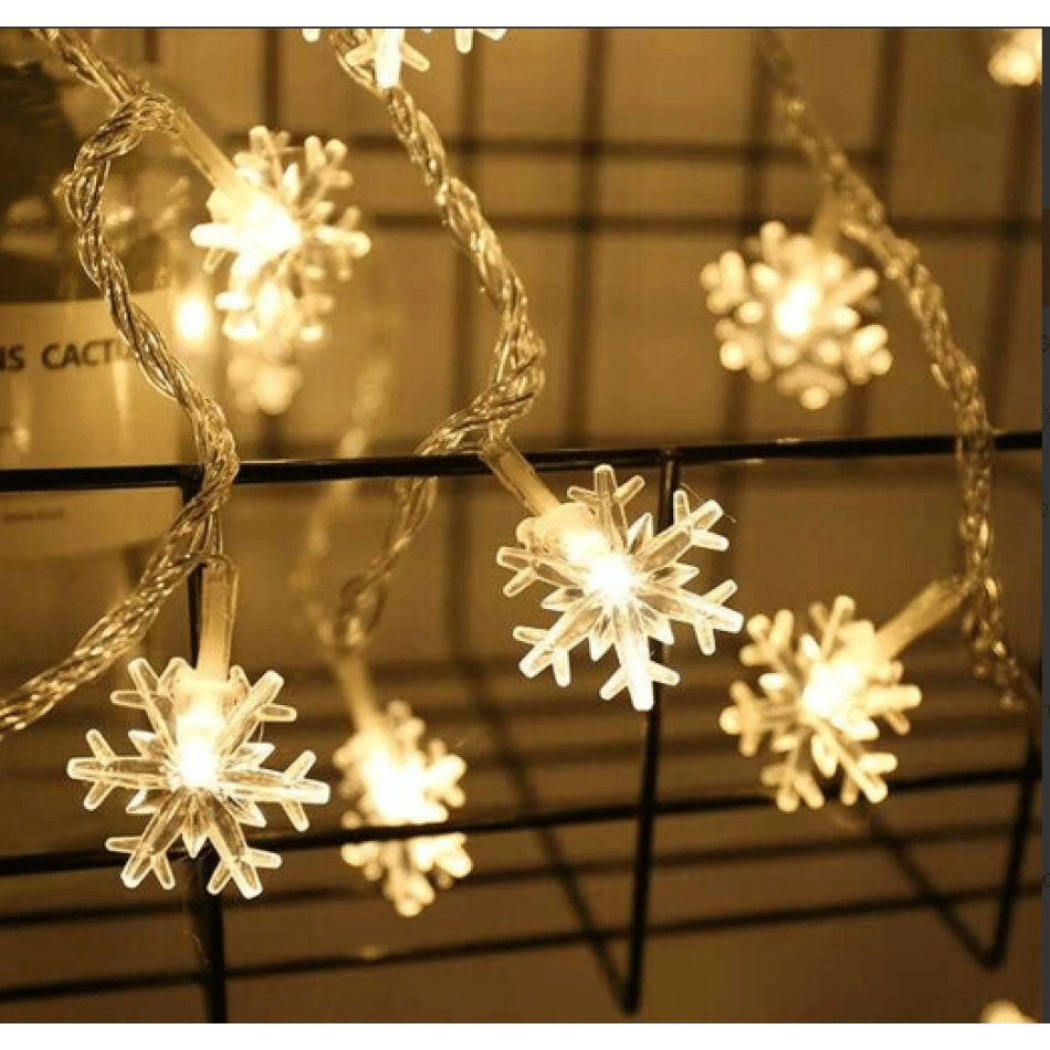 Kar Tanesi 5m 28 Led Gün Işığı Kar Tanesi:4cm Pilli 2 Kademeli