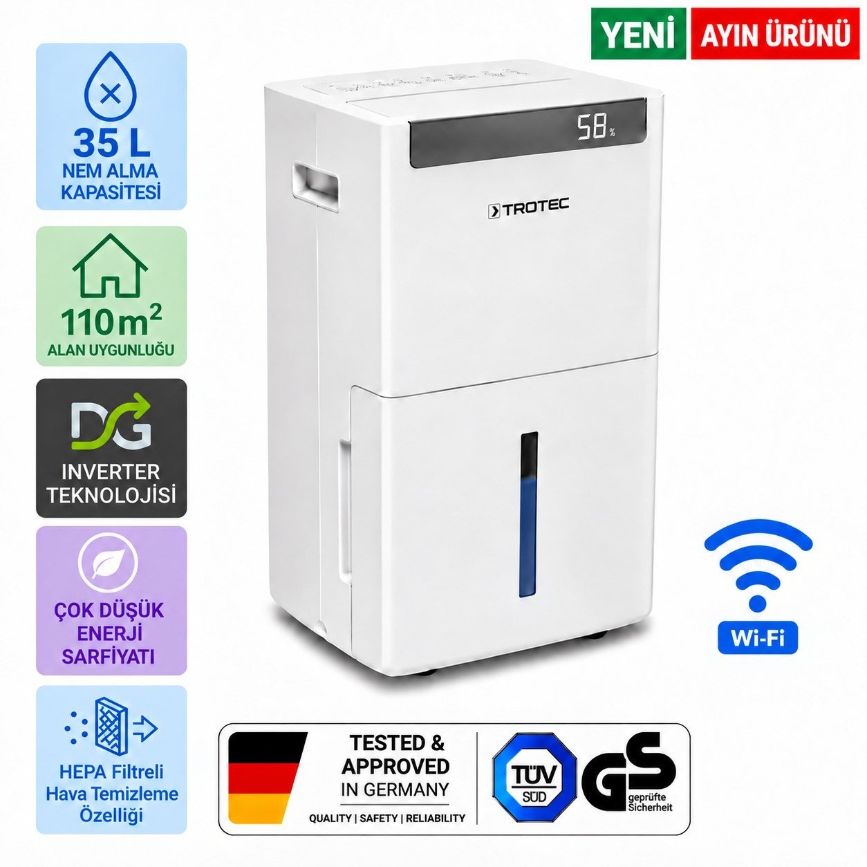İnverter Nem Alma Cihazı TTK-I 110 HEPA WiFi 