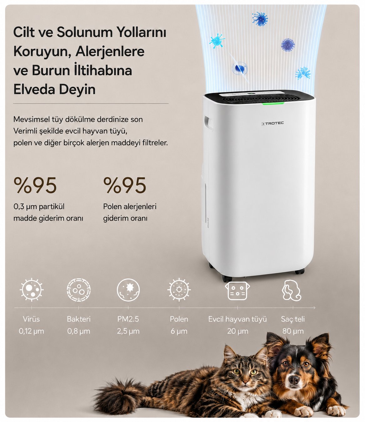 Nem Alma ve Hava Temizleme Cihazı TTK 70 HEPA