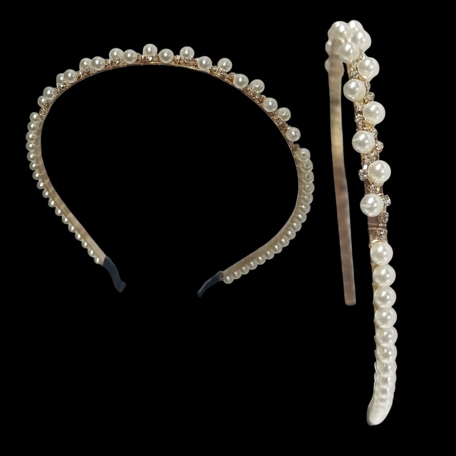 İncili Parlak Taşlı Taç Bandı - Tiara Model