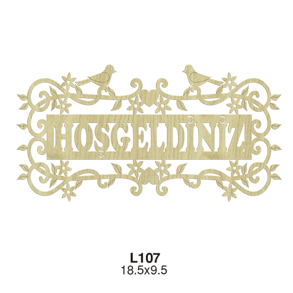 L 107 KUŞLU İŞLEMELİ HOŞGELDİNİZ  KAPI SÜSÜ 