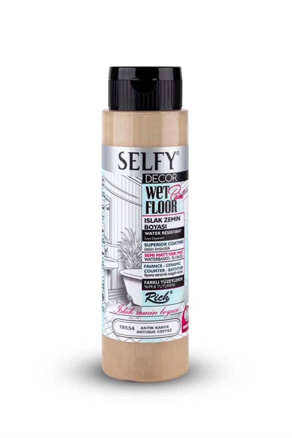 SELFY DECOR ISLAK ZEMİN BOYASI ANTİK KAHVE 500ml