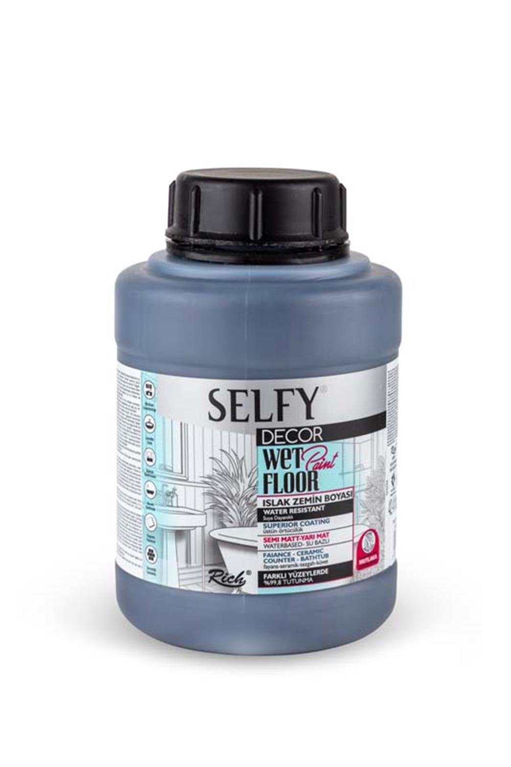 SELFY DECOR ISLAK ZEMİN BOYASI ANTRASİT  1250ml