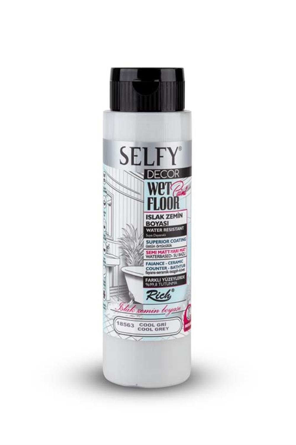 SELFY DECOR ISLAK ZEMİN BOYASI COOL GRİ 500ml