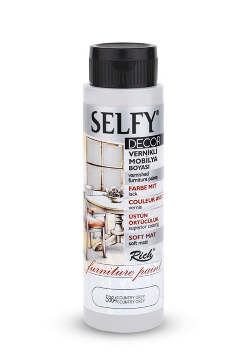 SELFY DECOR MOBİLYA BOYASI - COUNTRY GRİ 500ml