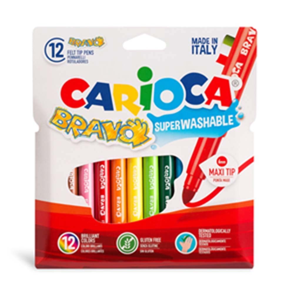 CariocaCarioca Bravo Jumbo Süper Yıkanabilir Keçeli Boya Kalemi 12li