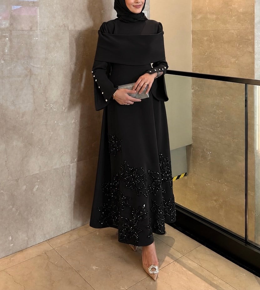 Flower Dress | Siyah Ön Sipariş