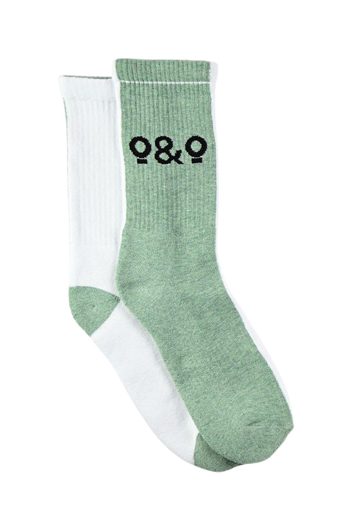 Erkek Mint-Beyaz Logolu Soket Çorap
