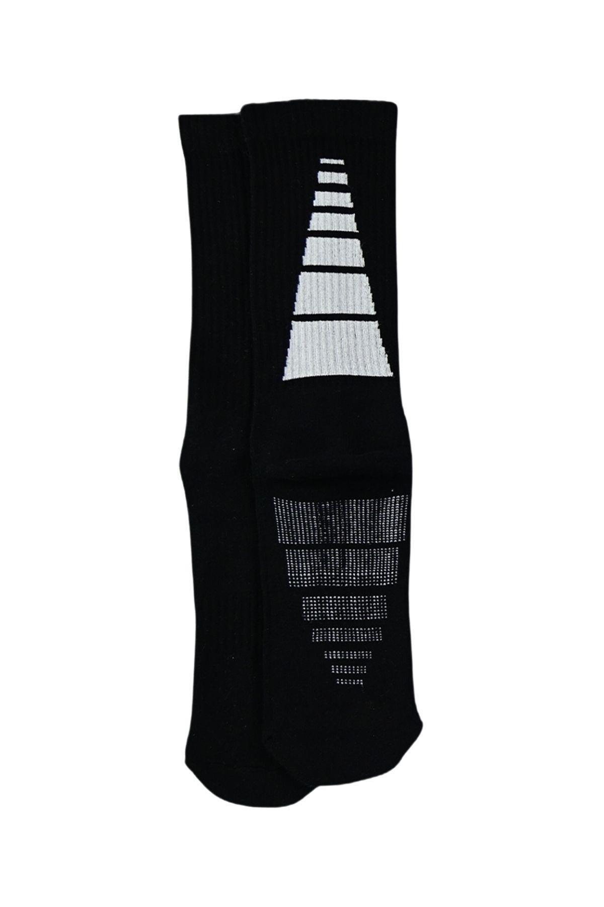 Erkek Siyah-Beyaz Desenli Soket Çorap