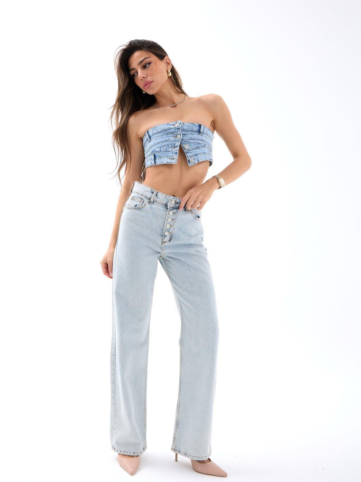 5171 DENİM BUTTONED WIDE KEG-AÇIK MAVİ