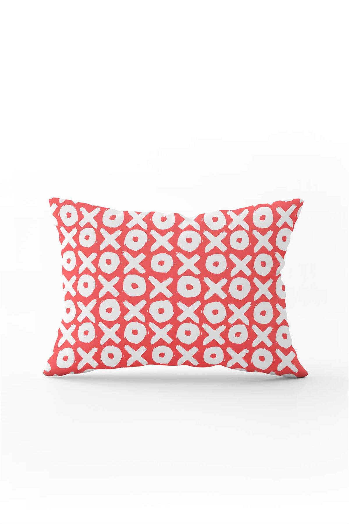 Beyaz Pembe Modern Sevgililer Günü Temalı Dijital Baskılı Kırlent Kılıfı CGH945-3550 Çift Tarafı Baskılı