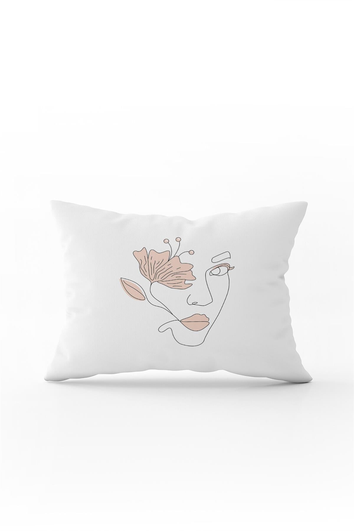 Beyaz Siyah Modern Silüet Figür Desenli Dijital Baskı Kırlent Yastık Kılıfı CGH527-3550 Çift Tarafı Baskılı