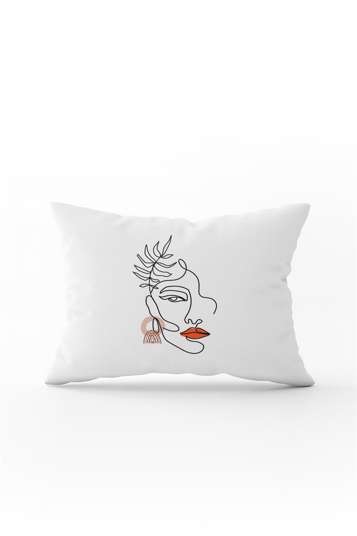 Beyaz Siyah Modern Silüet Figür Desenli Dijital Baskı Kırlent Yastık Kılıfı CGH519-3550 Çift Tarafı Baskılı