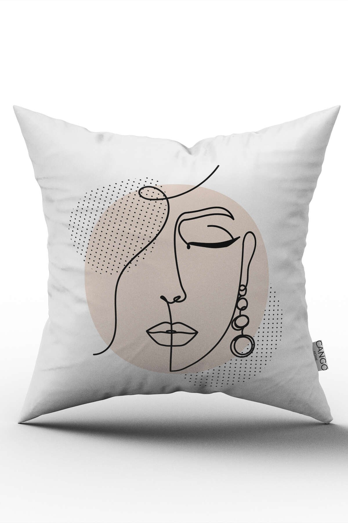Beyaz Siyah Modern Silüet Figür Desenli Dijital Baskı Kırlent Yastık Kılıfı CGH534