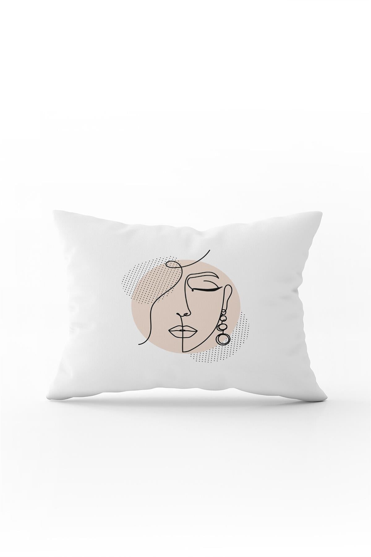 Beyaz Siyah Modern Silüet Figür Desenli Dijital Baskı Kırlent Yastık Kılıfı CGH534-3550 Çift Tarafı Baskılı