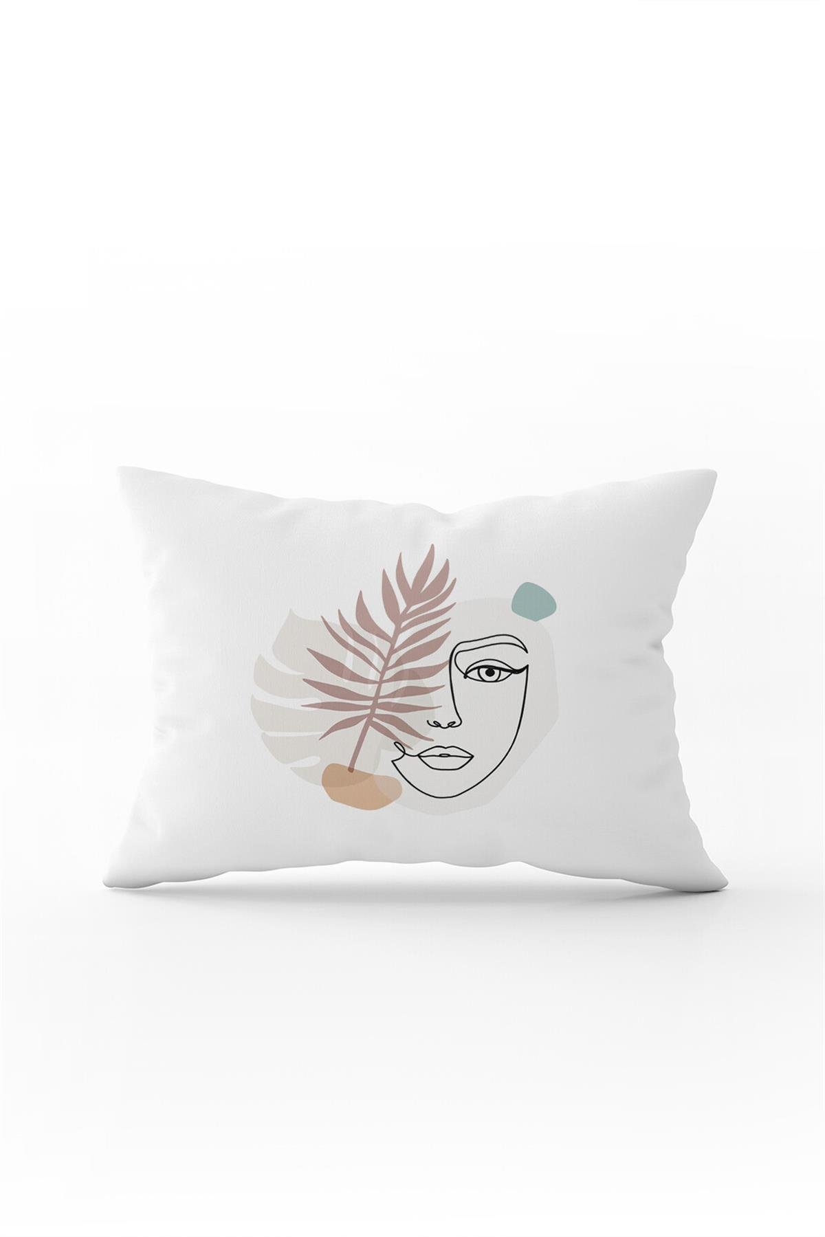 Beyaz Siyah Modern Silüet Figür Desenli Dijital Baskı Kırlent Yastık Kılıfı CGH525-3550 Çift Tarafı Baskılı