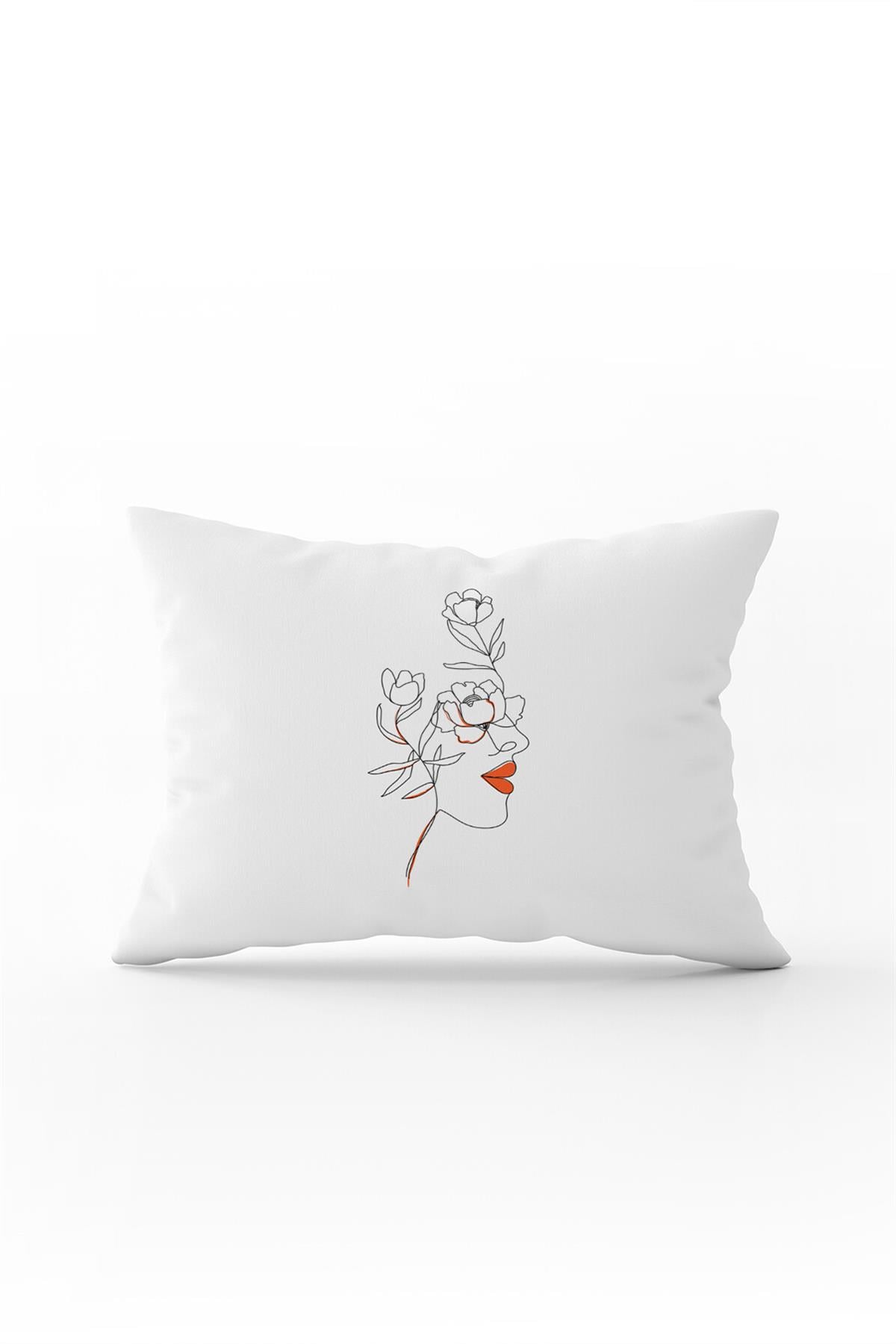 Beyaz Siyah Modern Silüet Figür Desenli Dijital Baskı Kırlent Yastık Kılıfı CGH523-3550 Çift Tarafı Baskılı