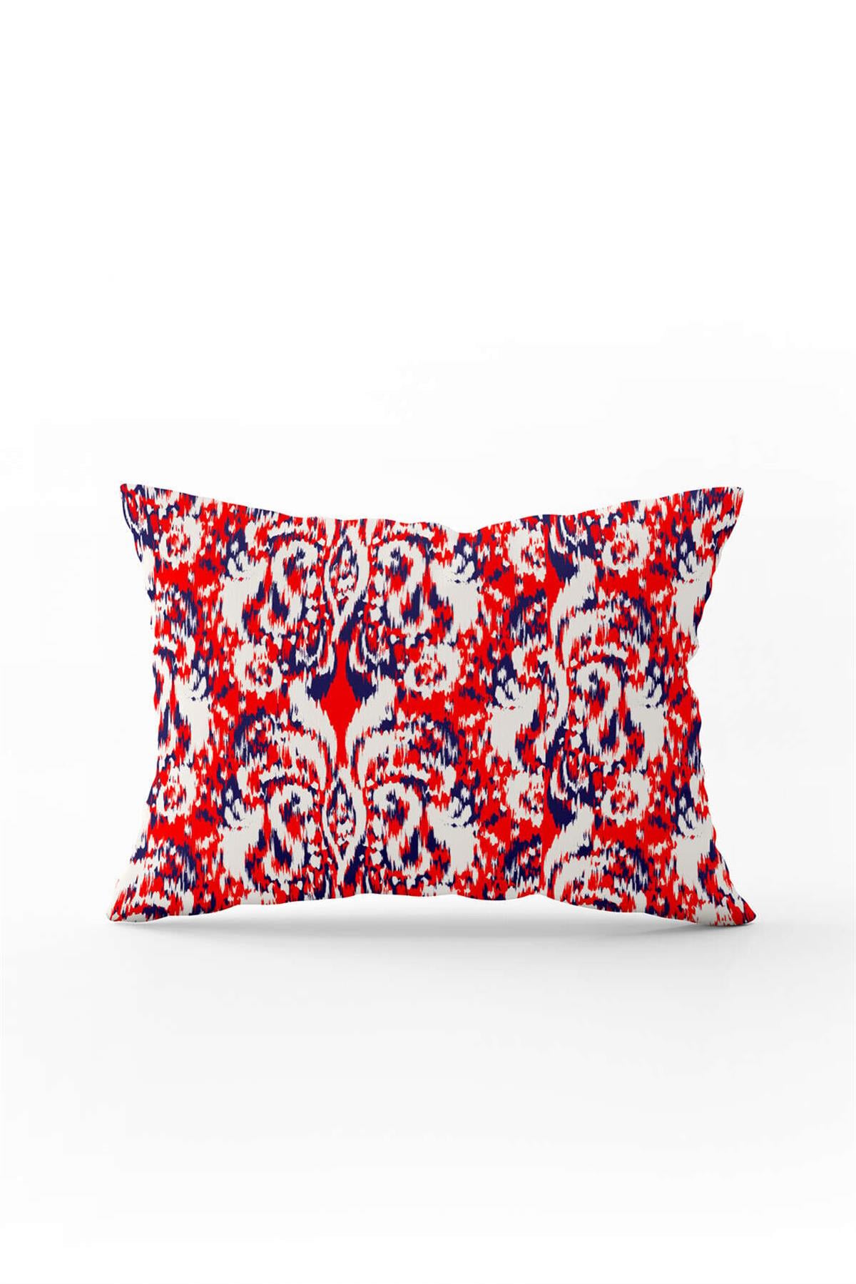 Çift Taraflı 35x50 Beyaz Kırmızı Damask Desenli Kırlent Yastık Kılıfı - CGH081-3550
