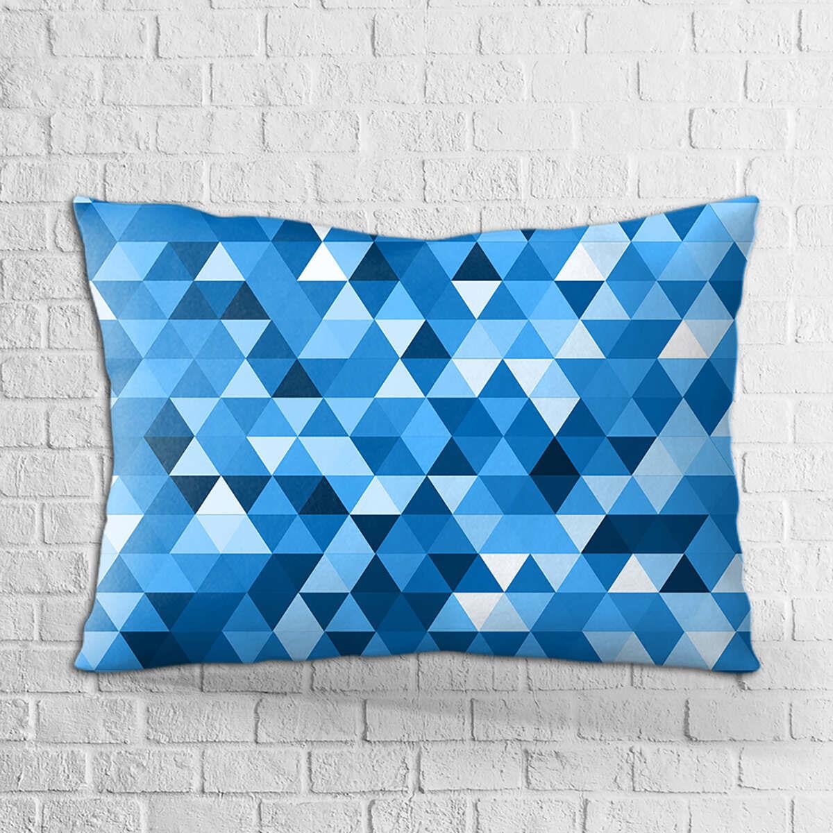 Çift Taraflı 35x50 Mavi Geometrik Desenli Dijital Baskılı Kırlent Kılıfı - OTYK331-3550