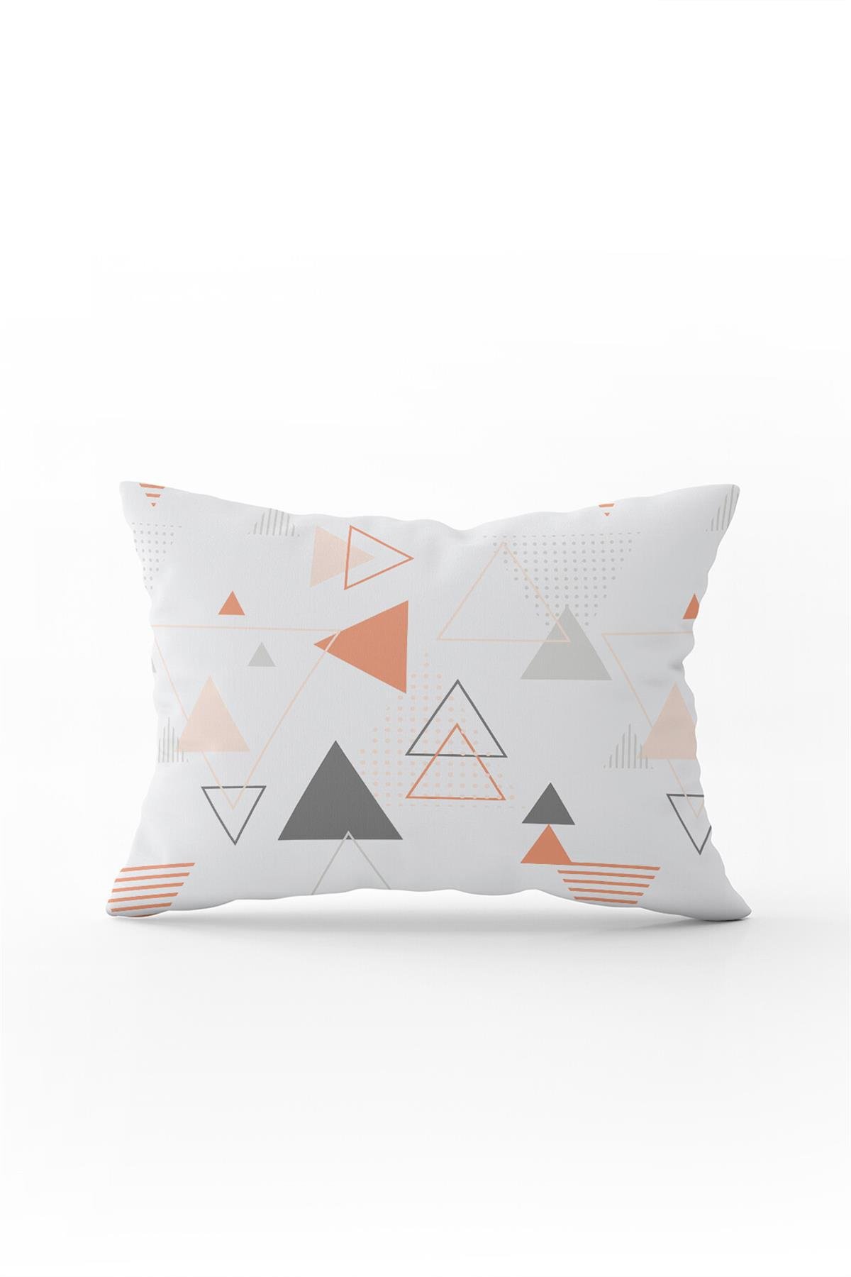 Çift Taraflı 35x50 Pembe Gri Geometrik Desenli Kırlent Yastık Kılıfı - CGH103-3550