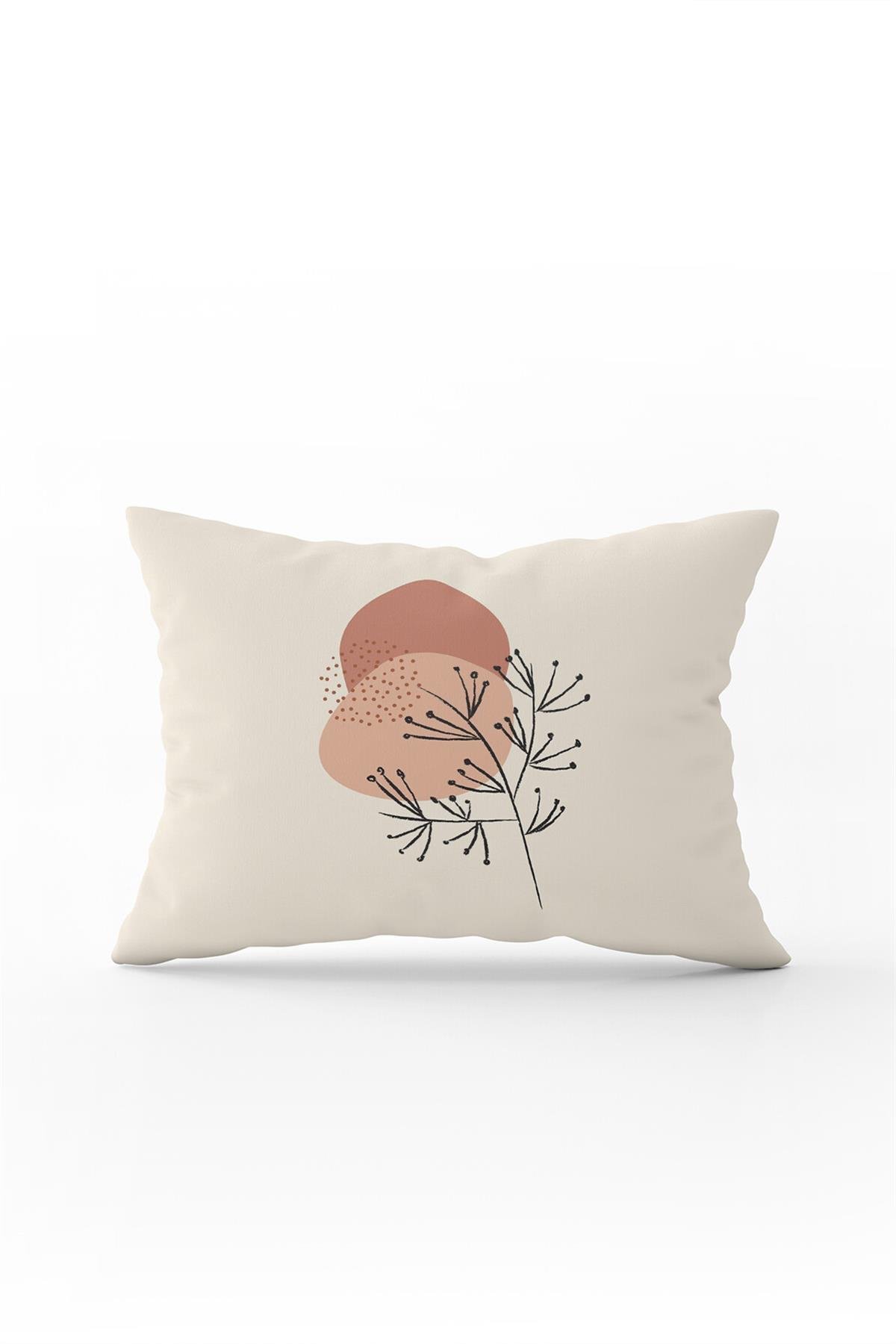 Çift Taraflı 35x50 Pembe Krem Modern Soyut Çiçekli Dekoratif Kırent Kılıfı - CGH276-3550