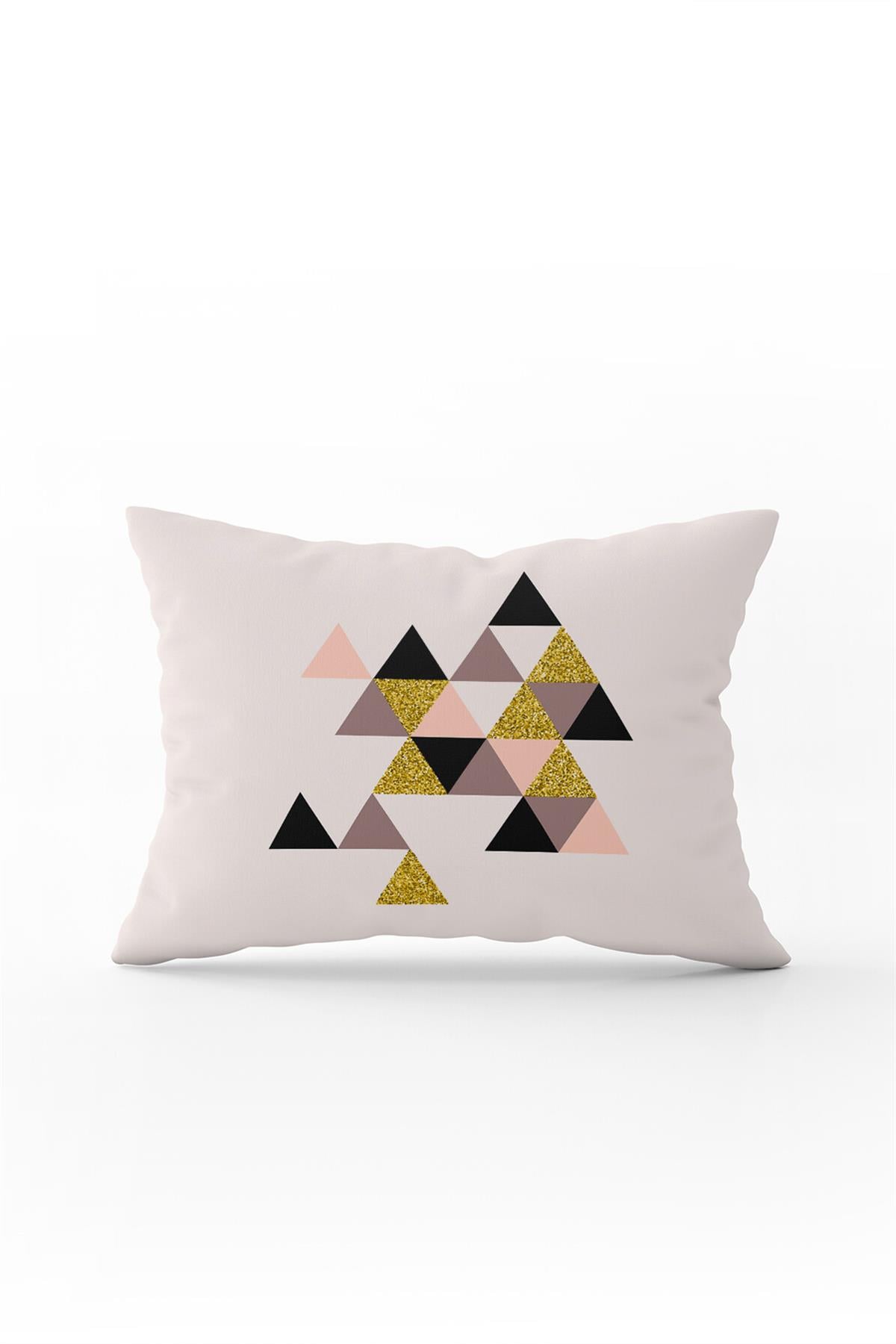 Çift Taraflı 35x50 Pembe Siyah Modern Geometrik Desenli Kırlent Yastık Kılıfı - CGH104-3550