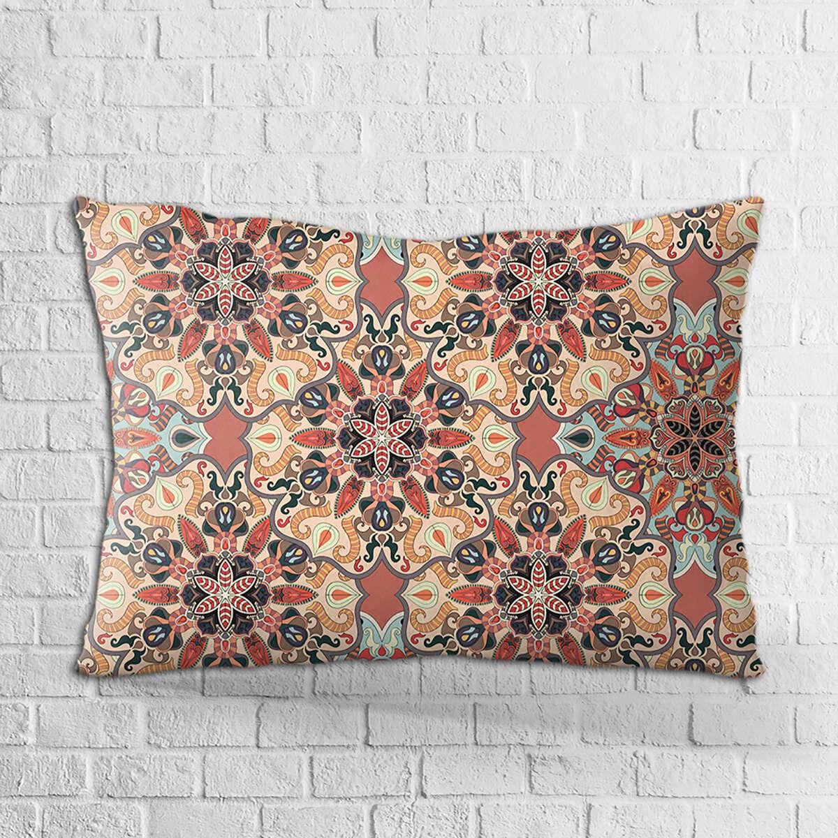 Çift Taraflı 35x50 Truncu Retro Vintage Desenli Dijital Baskılı Kırlent Kılıfı - OTYK034-3550