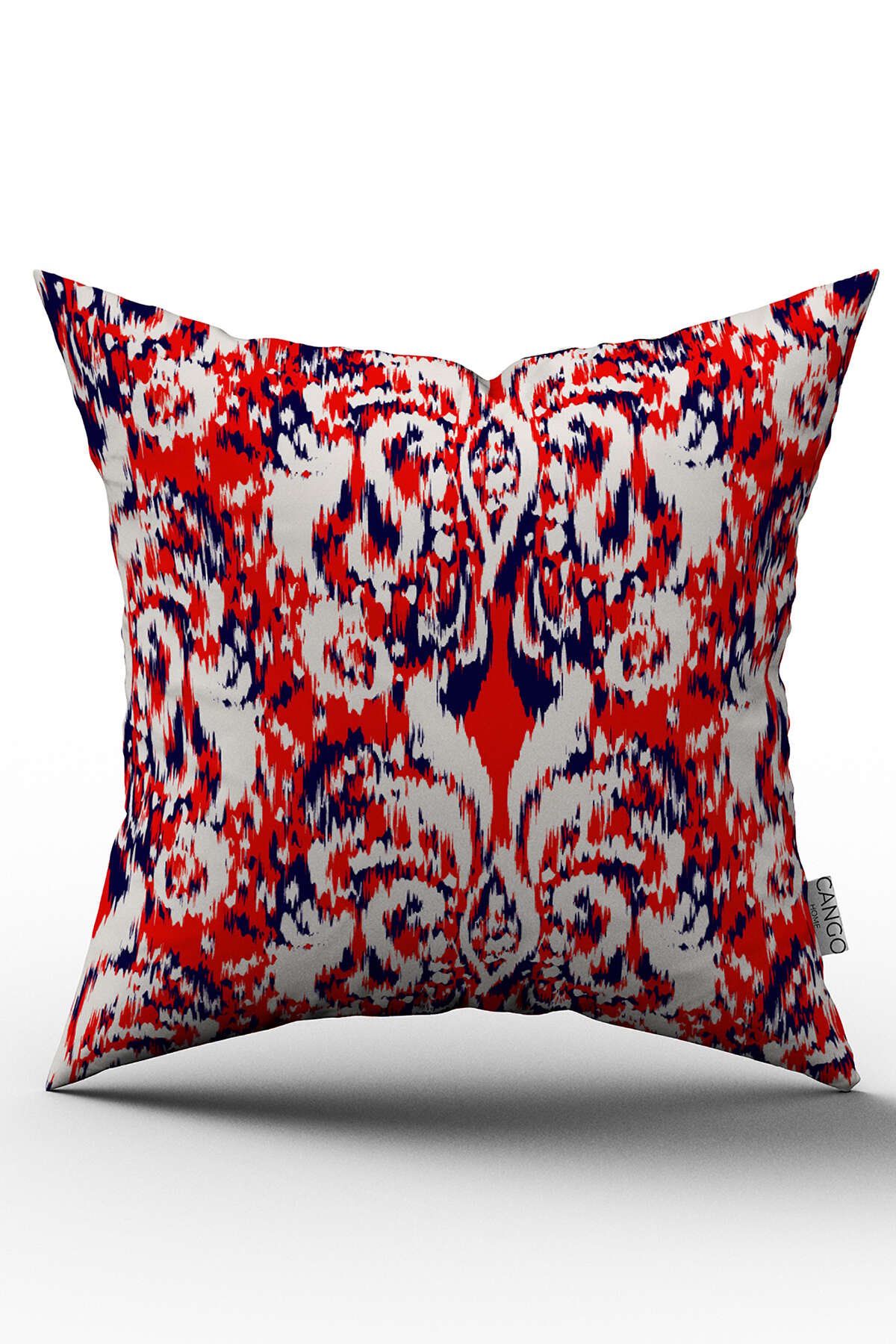 Çift Taraflı Beyaz Kırmızı Damask Desenli Kırlent Yastık Kılıfı - CGH081-CT