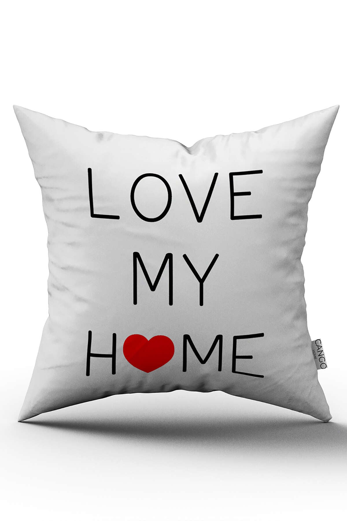 Çift Taraflı Beyaz Siyah Love My Home Dijital Baskı Kırlent Yastık Kılıfı - CGH453-CT