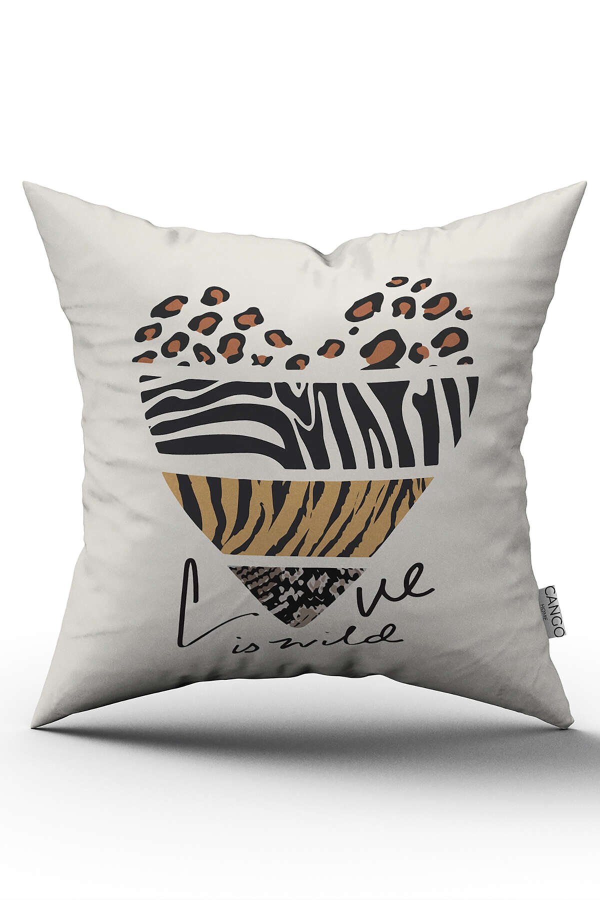 Çift Taraflı Kahverengi Siyah Modern Leopar Zebra Desenli Dijital Baskı Kırlent Yastık Kılıfı - CGH382-CT