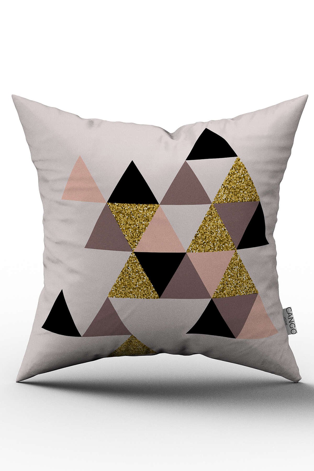 Çift Taraflı Pembe Siyah Modern Geometrik Desenli Kırlent Yastık Kılıfı - CGH104-CT