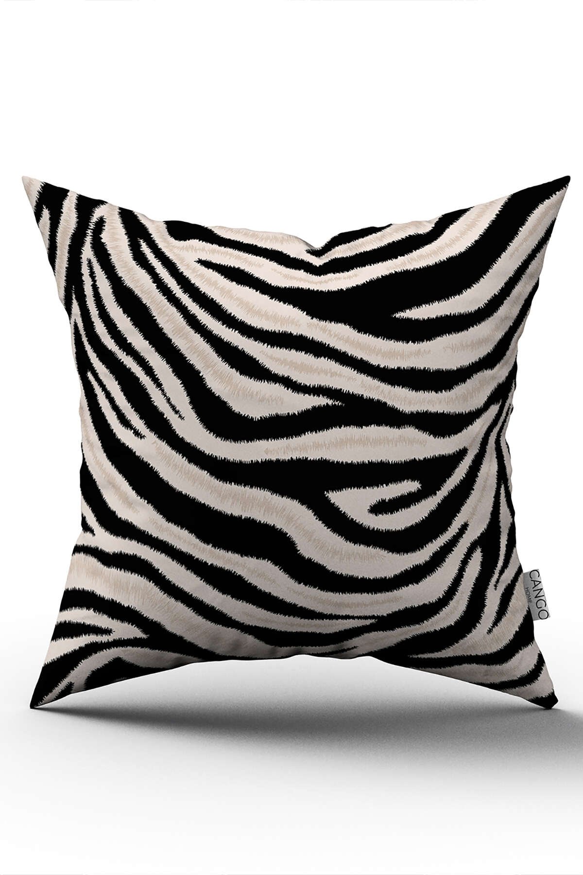 Çift Taraflı Siyah Bej Zebra Desenli Dijital Baskı Kırlent Yastık Kılıfı - CGH348-CT