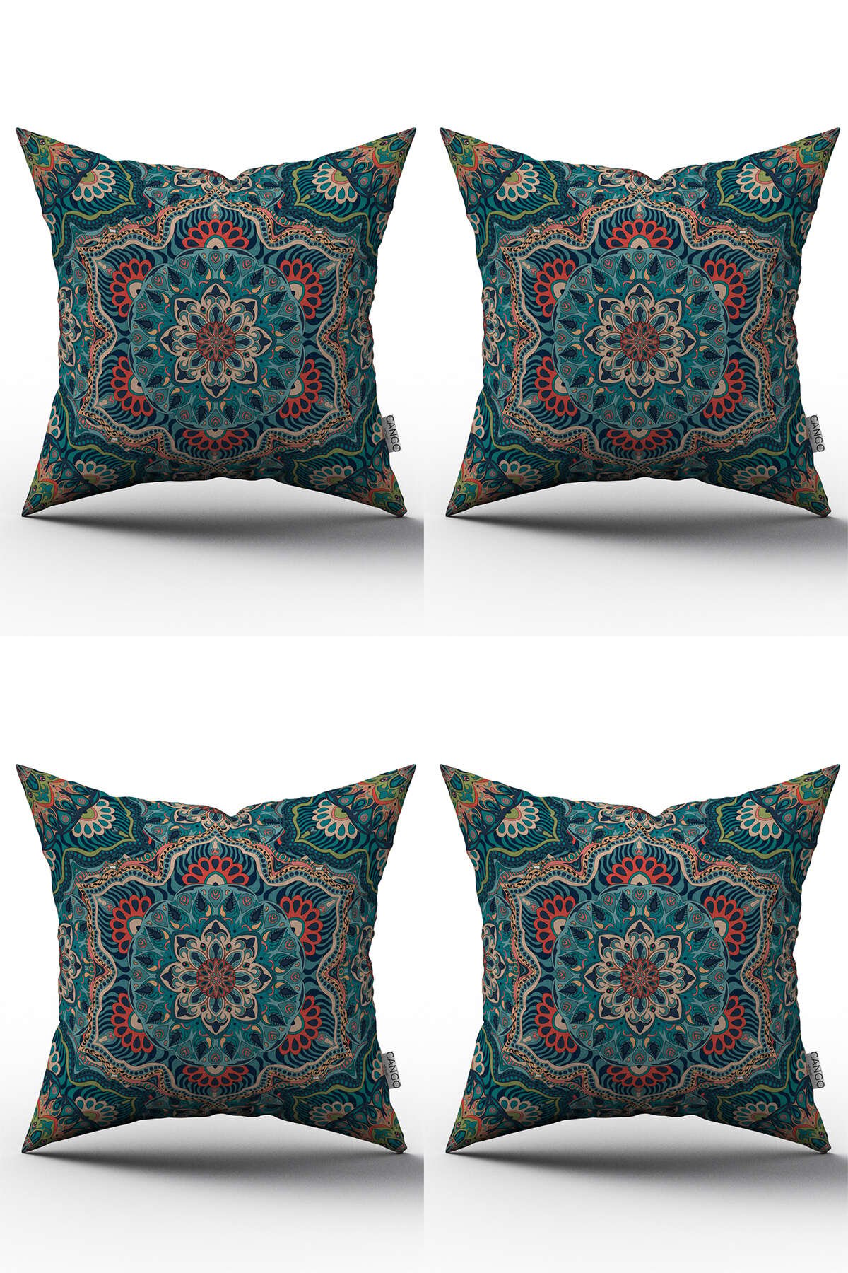 Esnafali Retro Vintage Desenli Dijital Baskılı Kırlent Kılıfı Seti 4kmbs194 Yeşil Mavi Turuncu