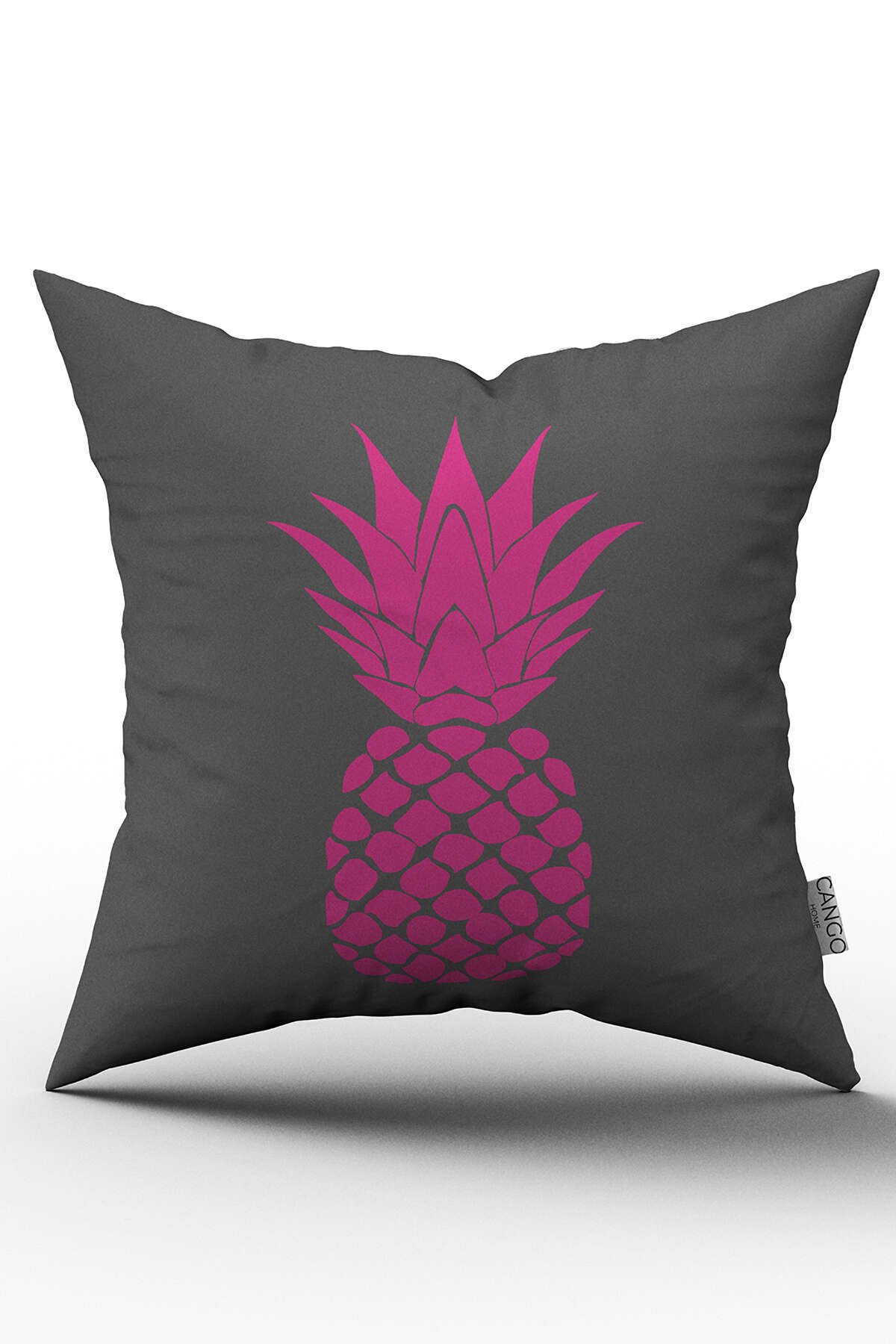 Gri Pembe Ananas Desenli Dijital Baskılı Kırlent Kılıfı  - OTYK537