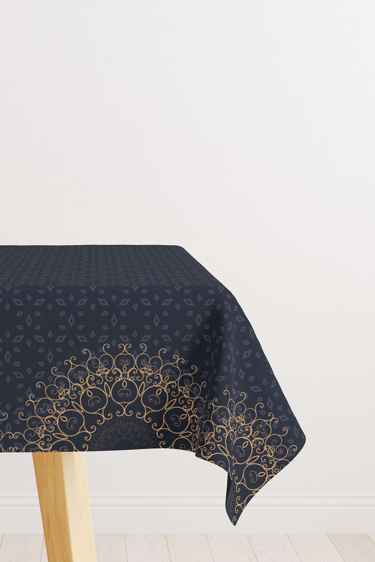 Lacivert Mavi Ramazan Temalı Motif Desenli Dijital Baskılı Masaörtüsü CGH1288-MS-2