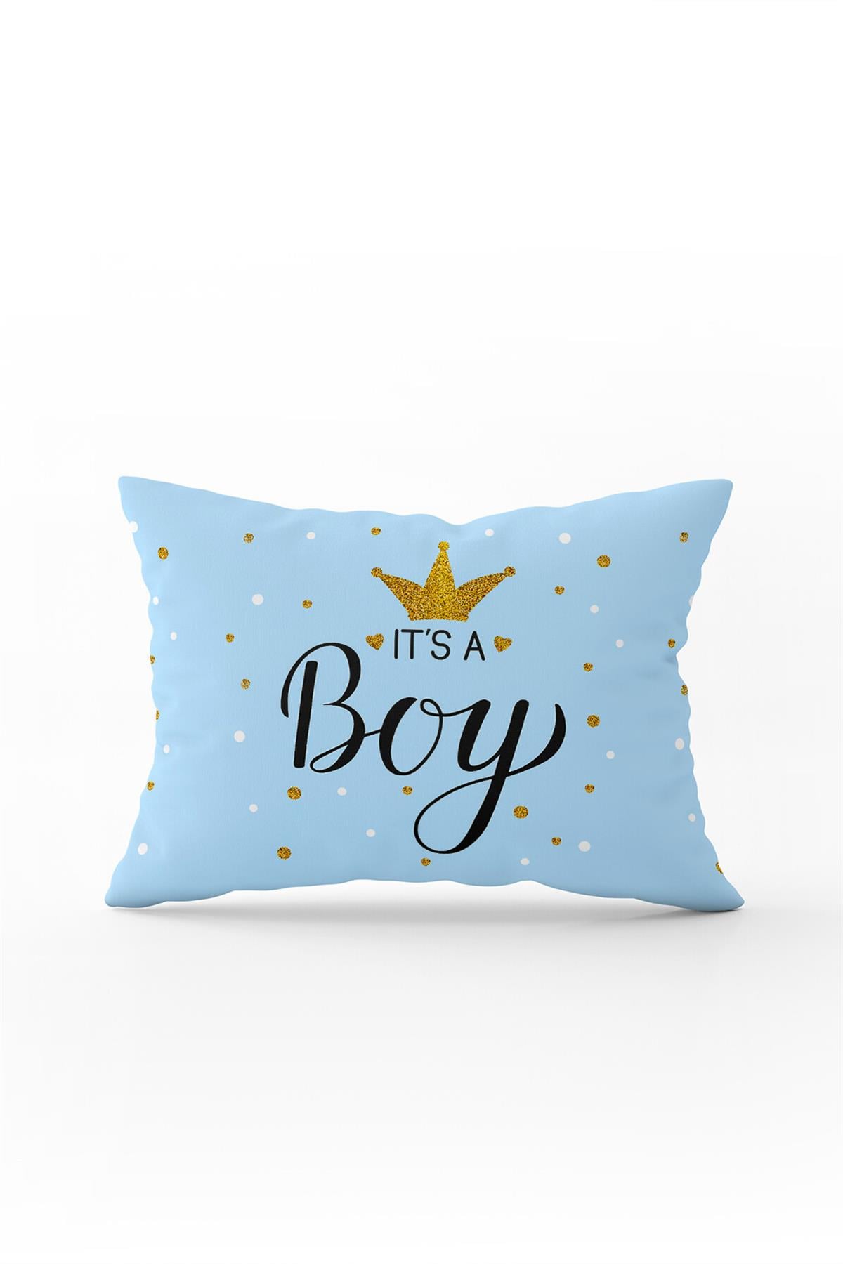 Mavi It's A Boy Yazılı Dijital Baskı Çocuk Kırlent Yastık Kılıfı - CGH427-3550 Çift Tarafı Baskılı