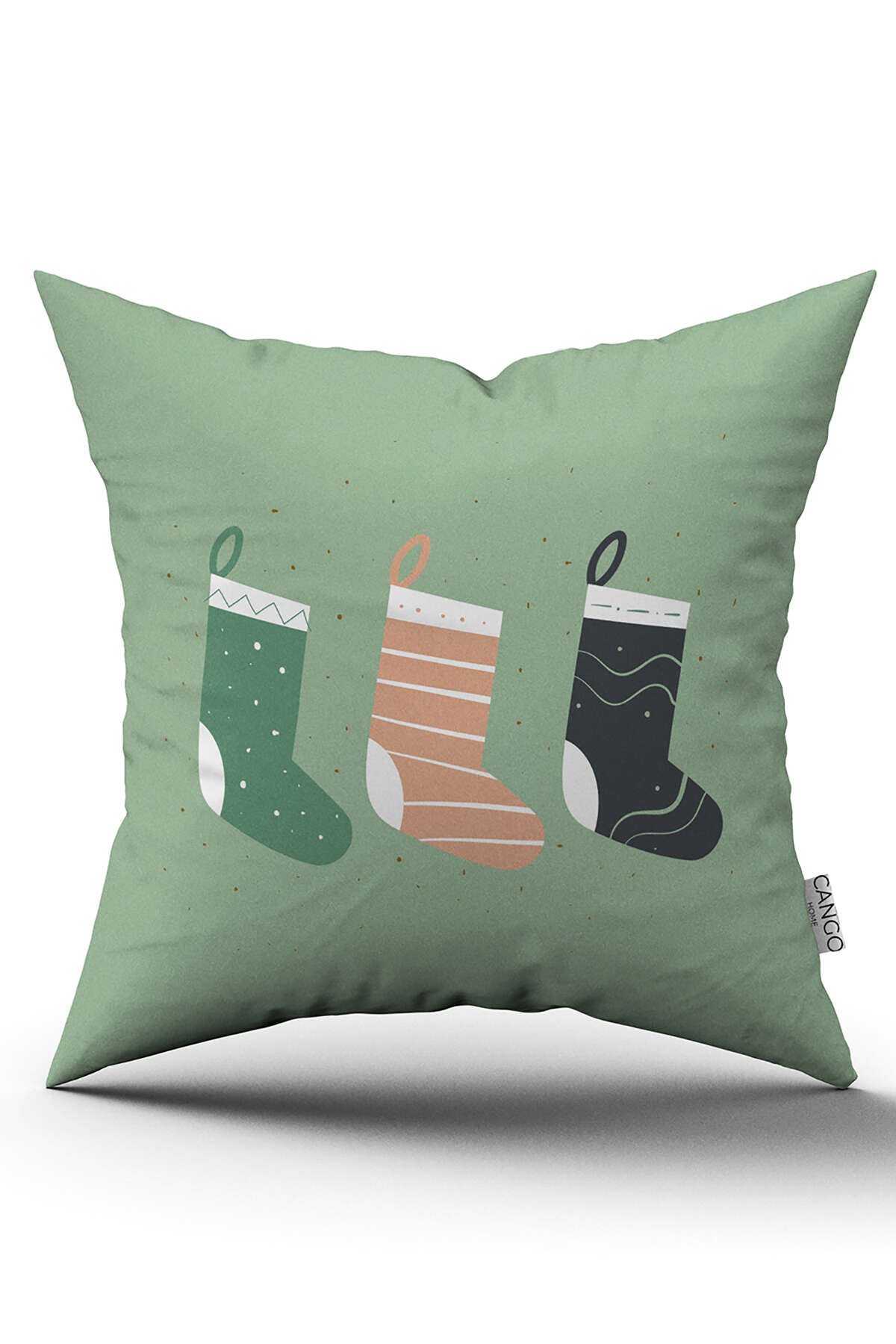 Pembe Yeşil Yılbaşı Temalı Dijital Baskılı Kırlent Kılıfı CGH868