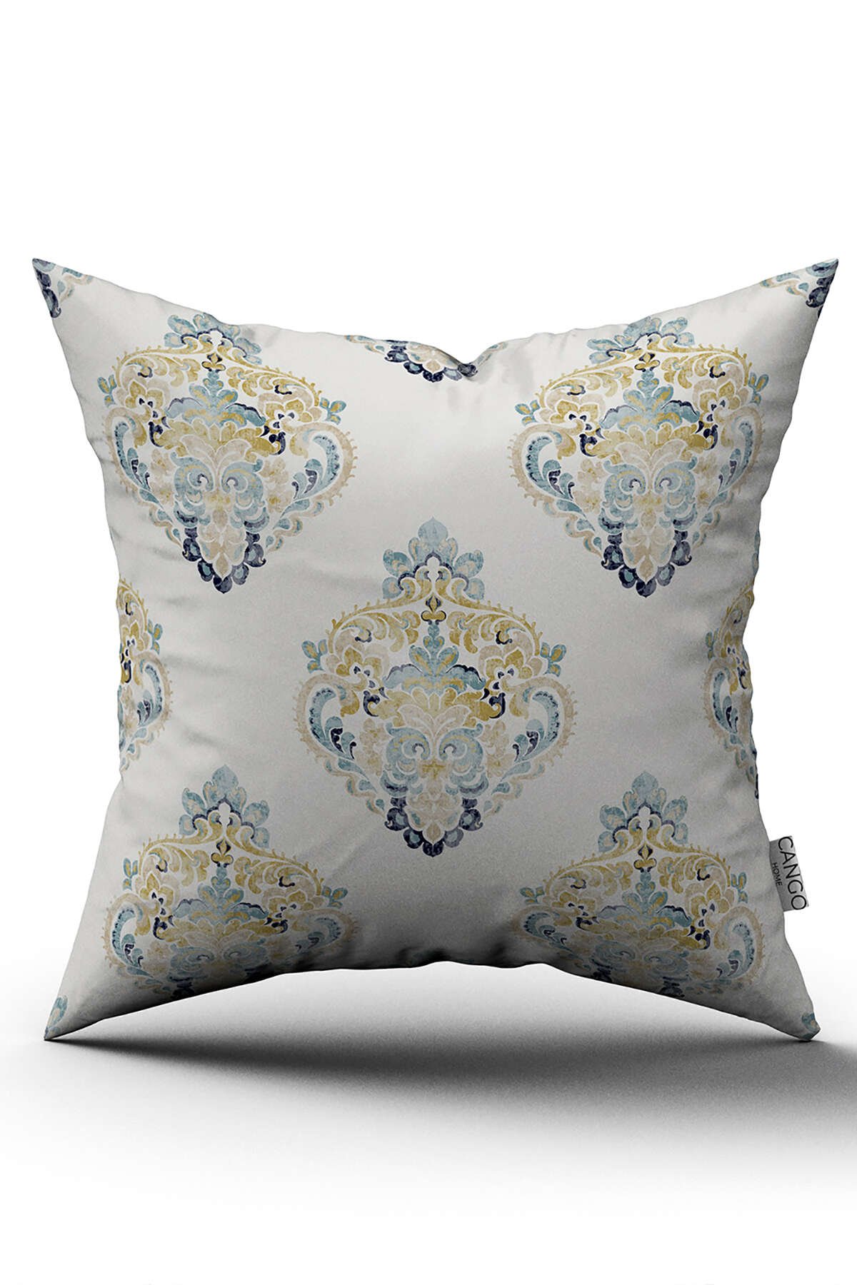 Sarı Mavi Damask Desenli Dijital Baskı Kırlent Yastık Kılıfı - CGH497