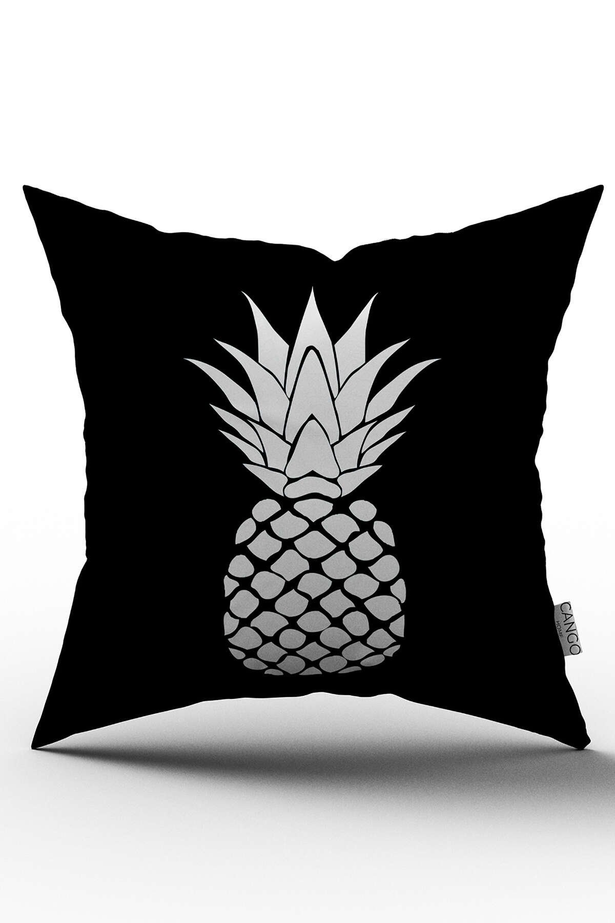Siyah Beyaz Ananas Özel Tasarım Yastık Kırlent Kılıfı  - OTYK569