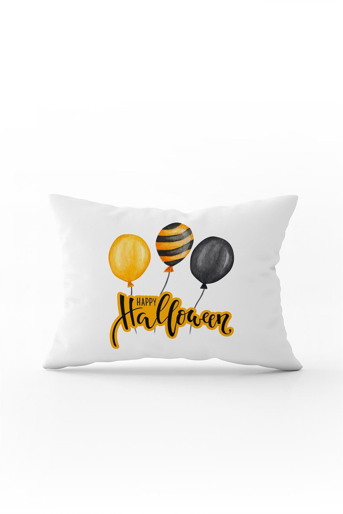 Turuncu Halloween Balkabağı Desenli Dijital Baskılı Kırlent Kılıfı CGH745-3550 Çift Tarafı Baskılı