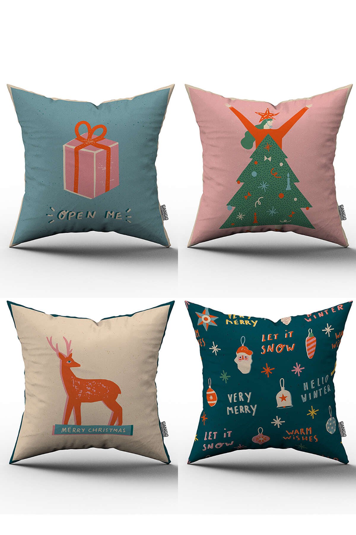 Yılbaşı Temalı  4'lü Kırlent Kılıfı Seti -  4kmbs057