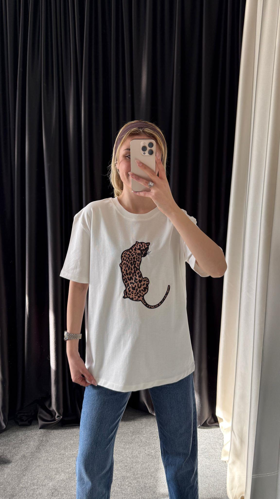 LEOPAR BASKILI T-SHIRT