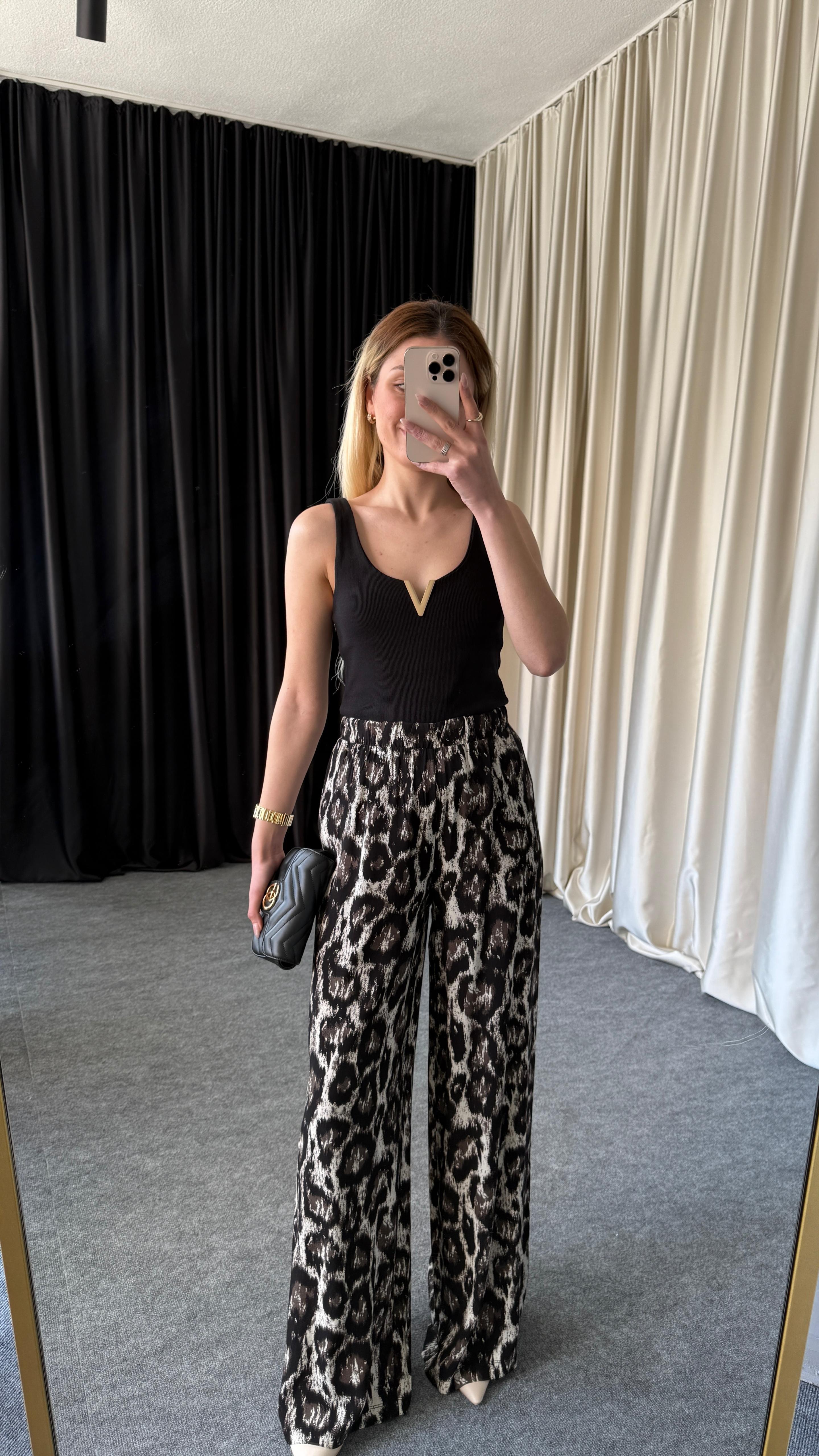 LEOPAR BEL LASTİKLİ PANTOLON