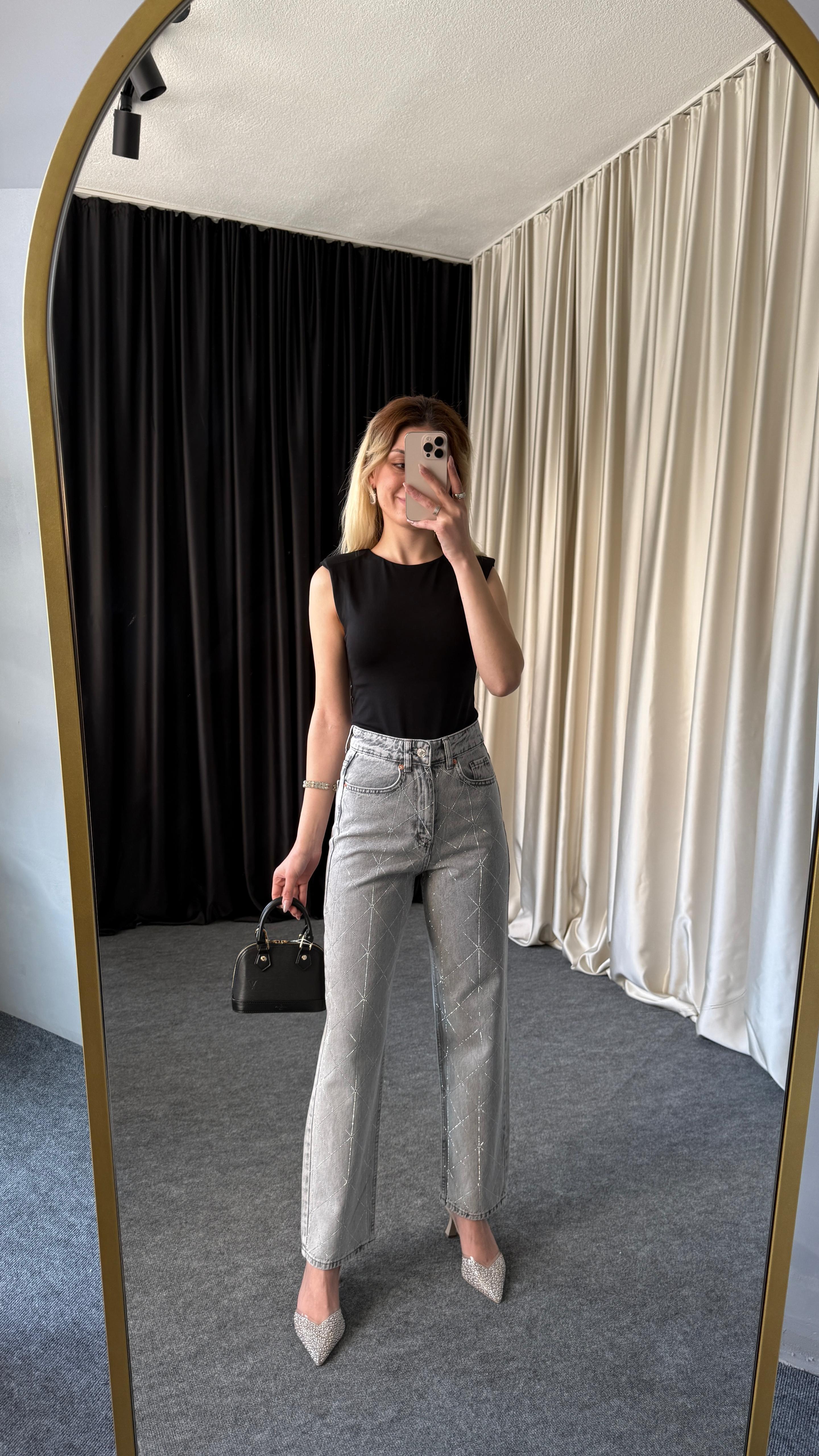 STRAIGHT GRİ TAŞLI JEAN