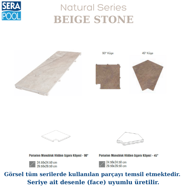 Beige Stone Porselen Monoblok Hidden Izgara Köşe ParçasıPorselen IzgaraSerapoolBSKOSEGHM