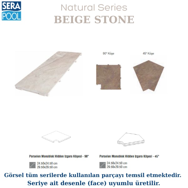 Beige Stone Porselen Monoblok Izgara Köşe ParçasıPorselen IzgaraSerapoolBSKOSEGM