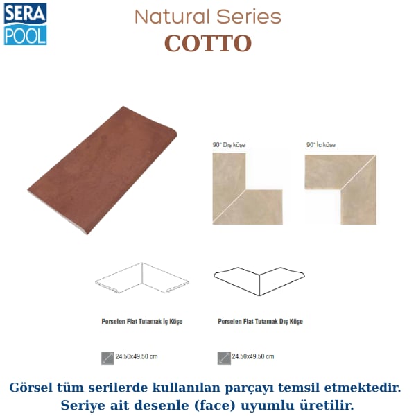 Cotto Porselen Flat Tutamak Köşe ParçasıPorselen TutamakSerapoolCTKOSEFH