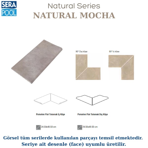 Natural Mocha Porselen Flat Tutamak Köşe ParçasıPorselen TutamakSerapoolNMKOSEFH