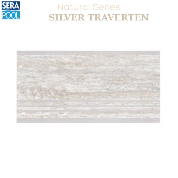 Porselen Çizgi Taşma Tutamak 33x66x1,80 cm - Silver TravertenPorselen TutamakSerapoolST3366HSH